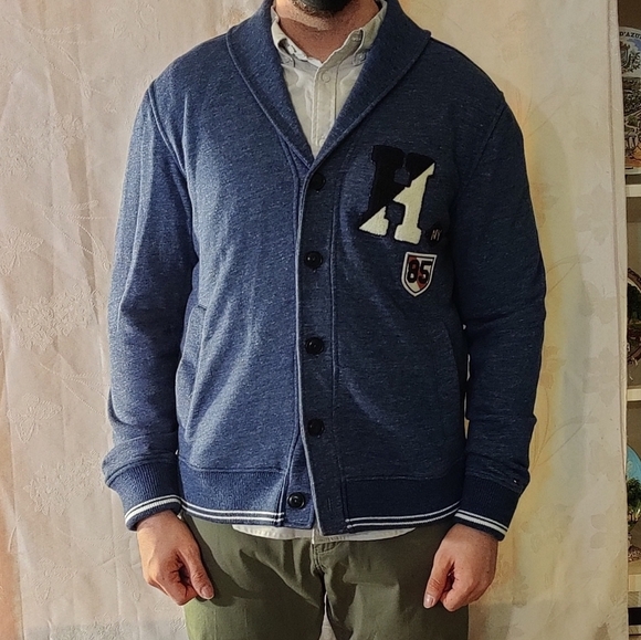 Tommy Hilfiger blue shawl collar cardigan - Picture 5 of 10